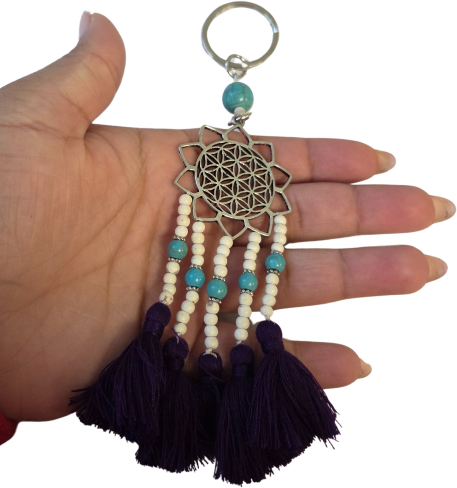 X Ibiza sleutelhanger - Flower of life - paars