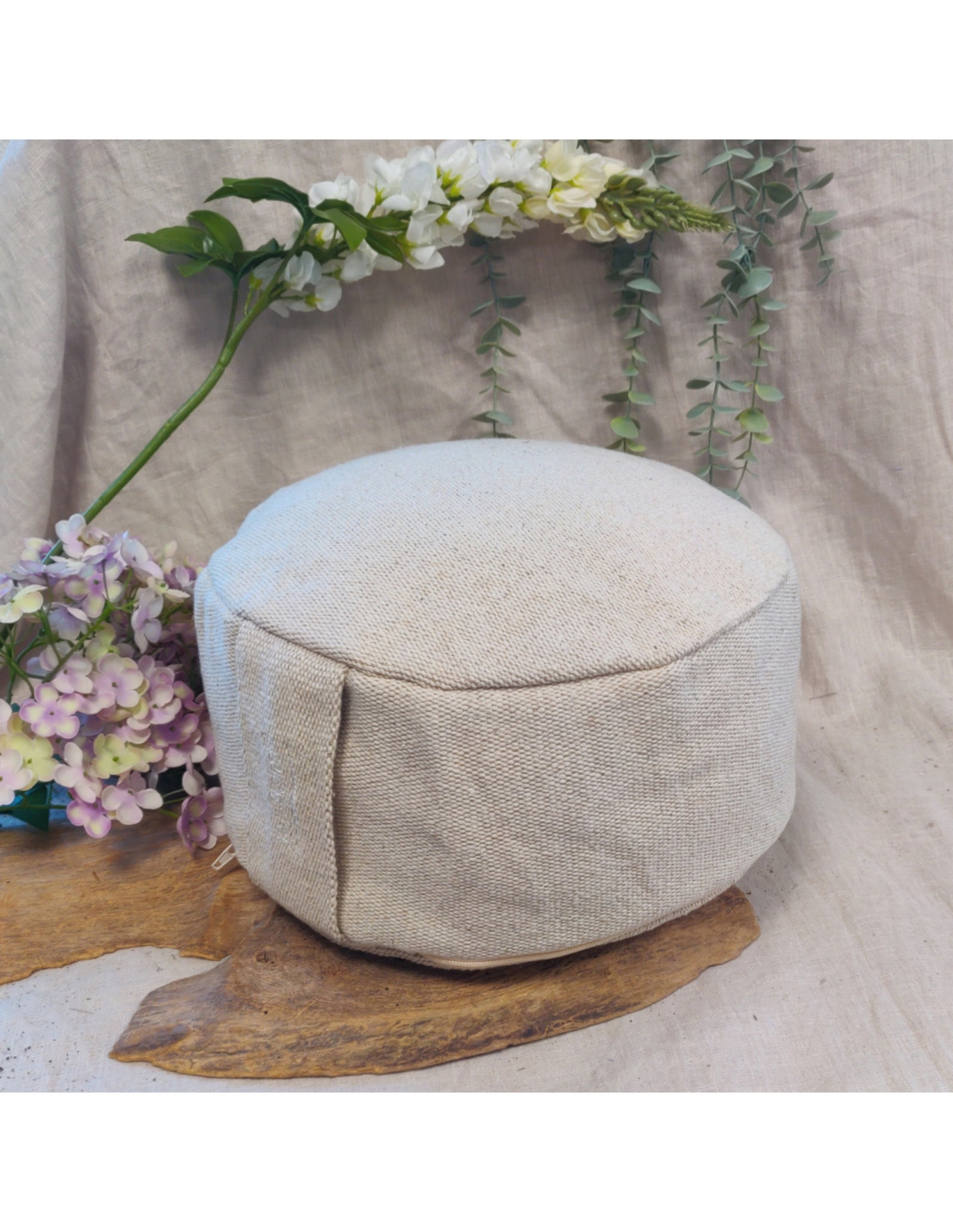 YogaStyles Design Meditatiekussen Zitkussen rond - creme - jute look