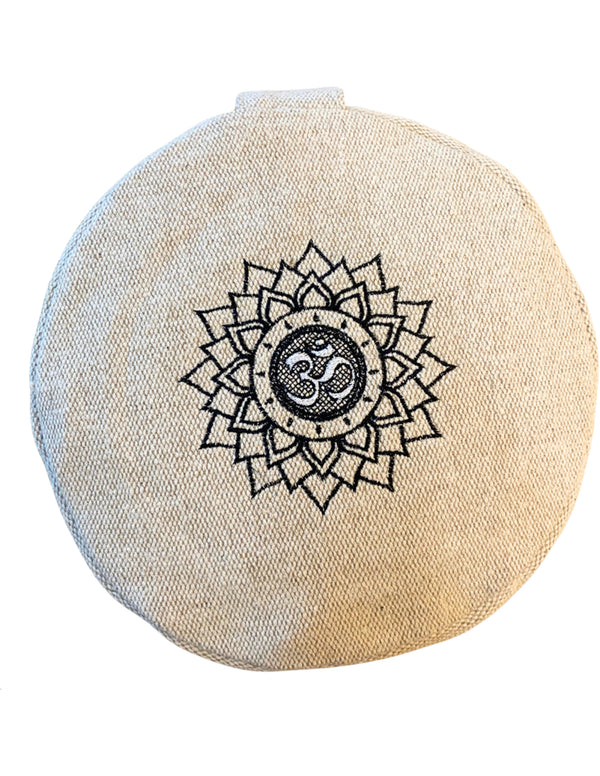 Meditatiekussen rond - Jute-look met Lotus