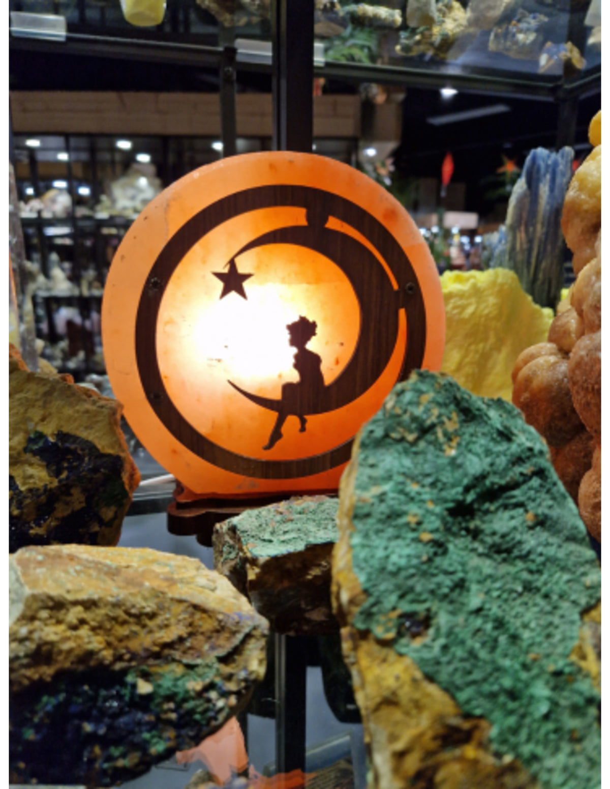 Zoutsteen lamp fairy moon rond deco incl. elektra