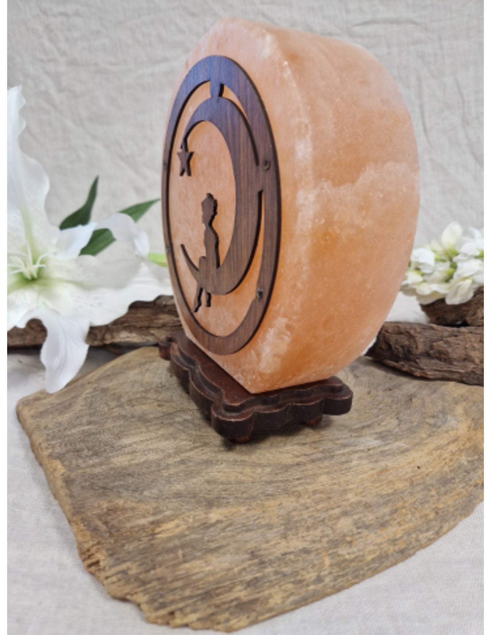 Zoutsteen lamp fairy moon rond deco incl. elektra